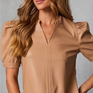 Vici Tan Puff Sleeve Blouse